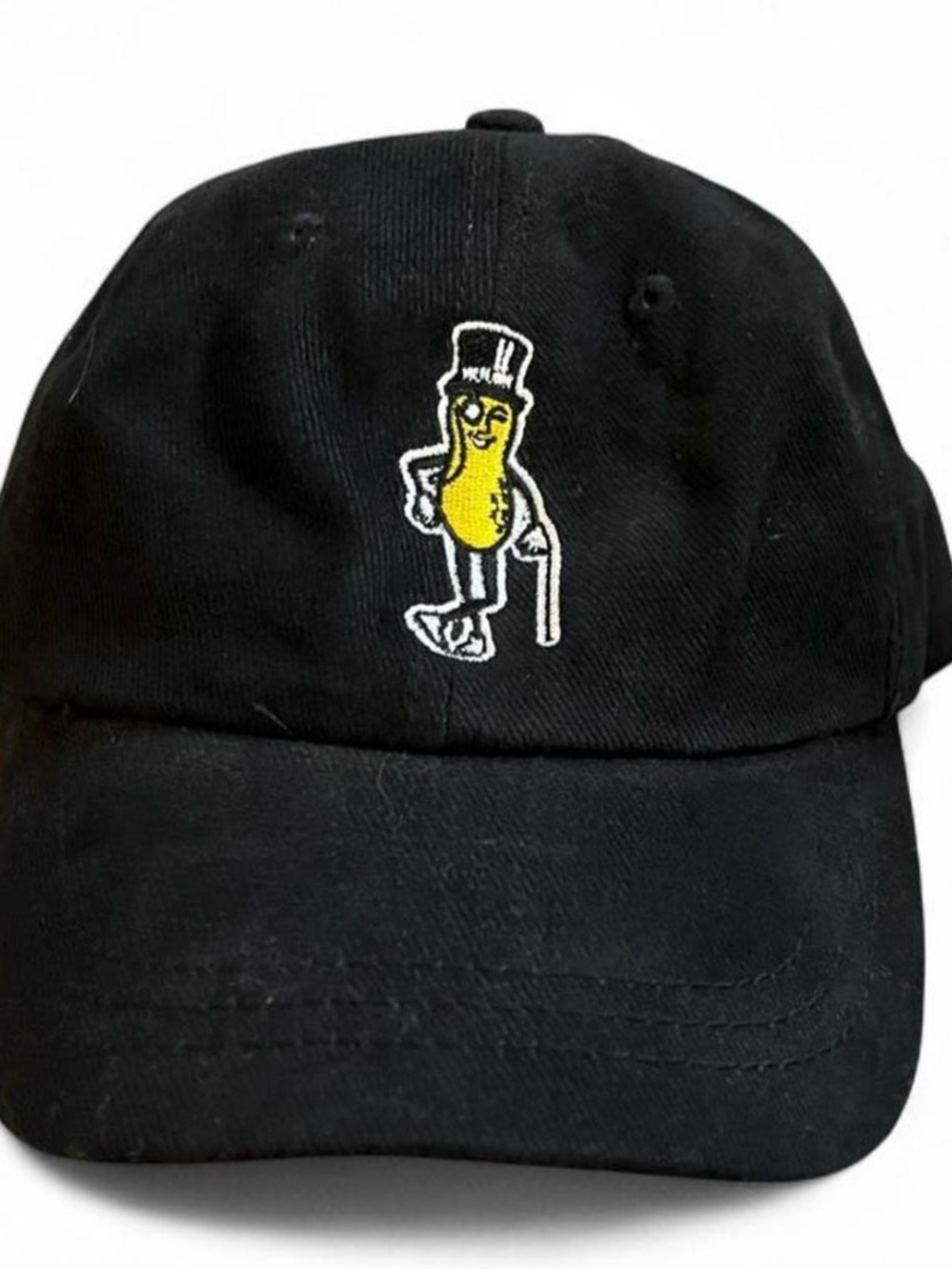 Vtg Baseball Trucker Cap Hat Planters Mr Peanut Logo Snack Food Adjustable